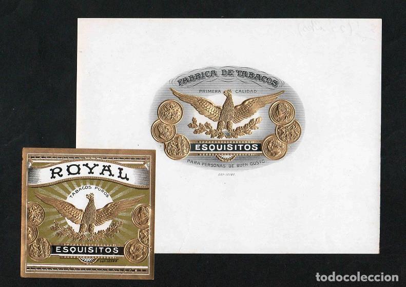 Vitolas de colecci&oacute;n: Vitolas, original litograf&iacute;as. Antiguas litograf&iacute;as de caja de tabacos. Royal.