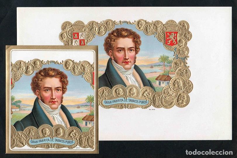 Vitolas de colecci&oacute;n: Vitolas, original litograf&iacute;as. Antiguas litograf&iacute;as de caja de tabacos. Genius (Untitled).