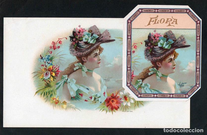 Vitolas de colecci&oacute;n: Vitolas, original litograf&iacute;as. Antiguas litograf&iacute;as de cajas de tabacos. Flora.