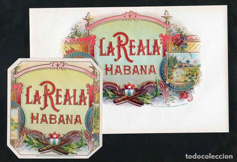 Vitolas de colecci&oacute;n: Vitolas, original litograf&iacute;as. Antiguas litograf&iacute;as de caja de tabacos. La Reala (Habana).