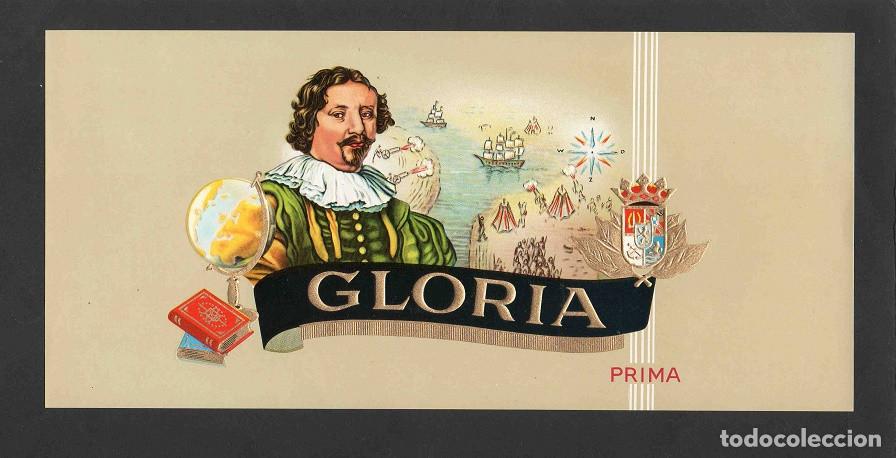 Vitolas de colecci&oacute;n: Vitola, original litograf&iacute;a. Antigua litograf&iacute;a de caja de tabacos. Gloria.