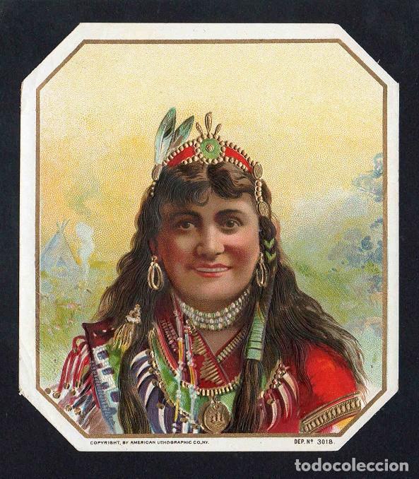Vitolas de colecci&oacute;n: Vitola, original litograf&iacute;a. Antigua litograf&iacute;a de caja de tabacos. Cherokee (Untitled) Dep: 3018.