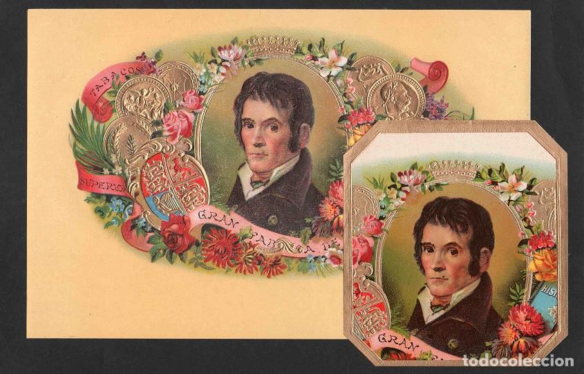 Vitolas de colecci&oacute;n: Vitolas, original litograf&iacute;as. Antiguas litograf&iacute;as de caja de tabacos. Willian H. Prescott (Untit)