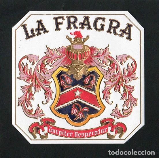 Vitolas de colecci&oacute;n: Vitola, original litograf&iacute;a. Antigua litograf&iacute;a de caja de tabacos. La Fragra.