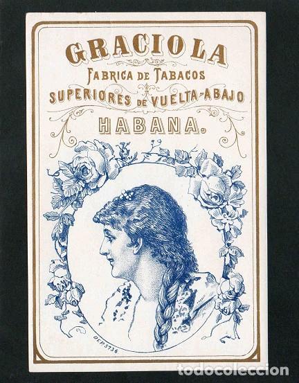 Vitolas de colecci&oacute;n: Vitola, original litograf&iacute;a. Antigua litograf&iacute;a de caja de tabacos. Graciola (Habana).