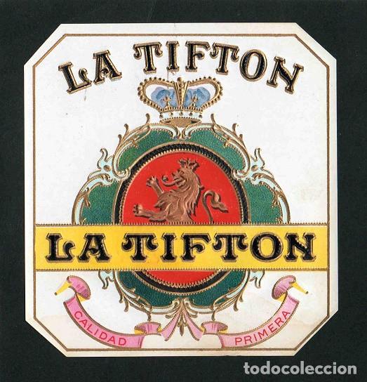 Vitolas de colecci&oacute;n: Vitola, original litograf&iacute;a. Antigua litograf&iacute;a de caja de tabacos. La Tifton.
