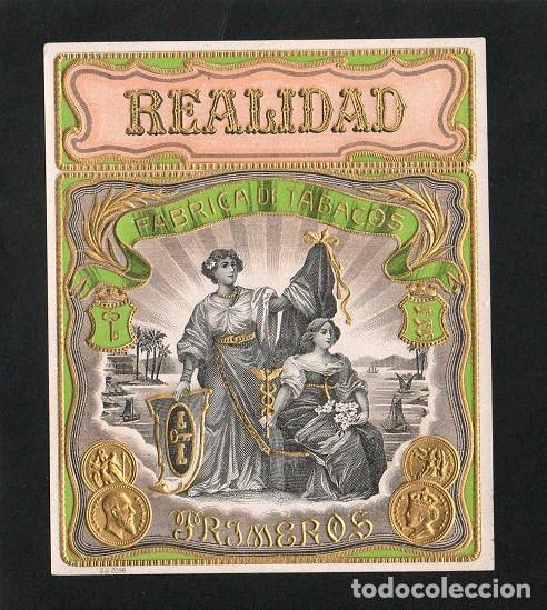 Vitolas de colecci&oacute;n: Vitola, original litograf&iacute;a. Antigua litograf&iacute;a de caja de tabacos. Realidad.