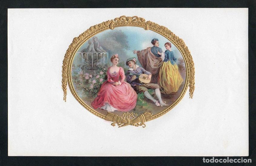 Vitolas de colecci&oacute;n: Vitola, original litograf&iacute;a. Antigua litograf&iacute;a de caja de tabacos. Con Amore (Untitled).