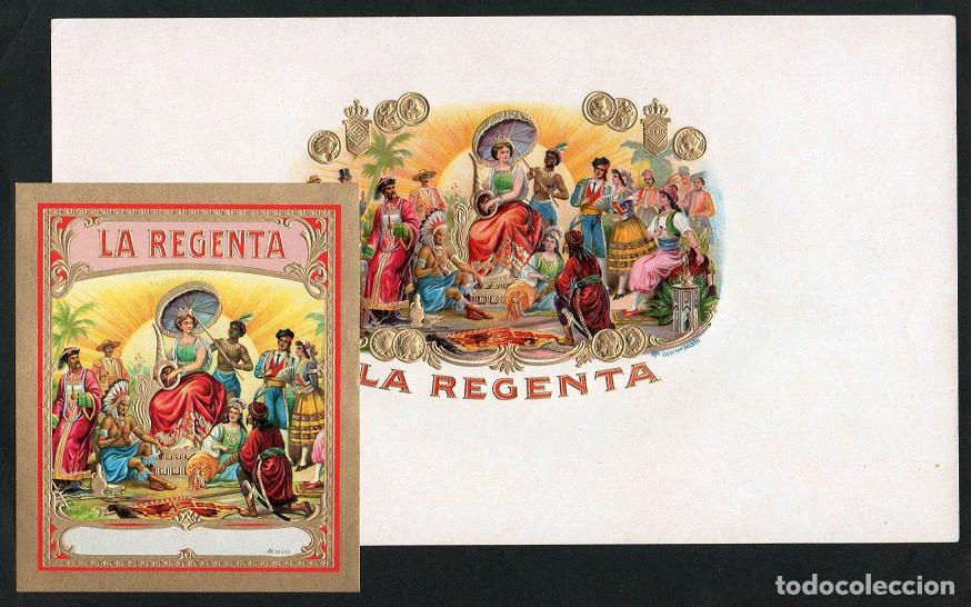 Vitolas de colecci&oacute;n: Vitolas, original litograf&iacute;as. Antiguas litograf&iacute;as de caja de tabacos. La Regenta.