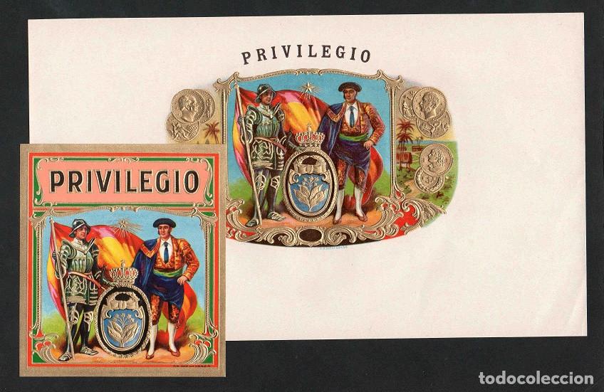 Vitolas de colecci&oacute;n: Vitolas, original litograf&iacute;as. Antiguas litograf&iacute;as de caja de tabacos. Privilegio.