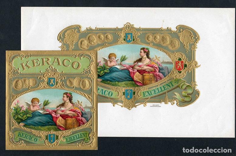 Vitolas de colecci&oacute;n: Vitolas, original litograf&iacute;as. Antiguas litograf&iacute;as de caja de tabacos. Keraco Excellent.