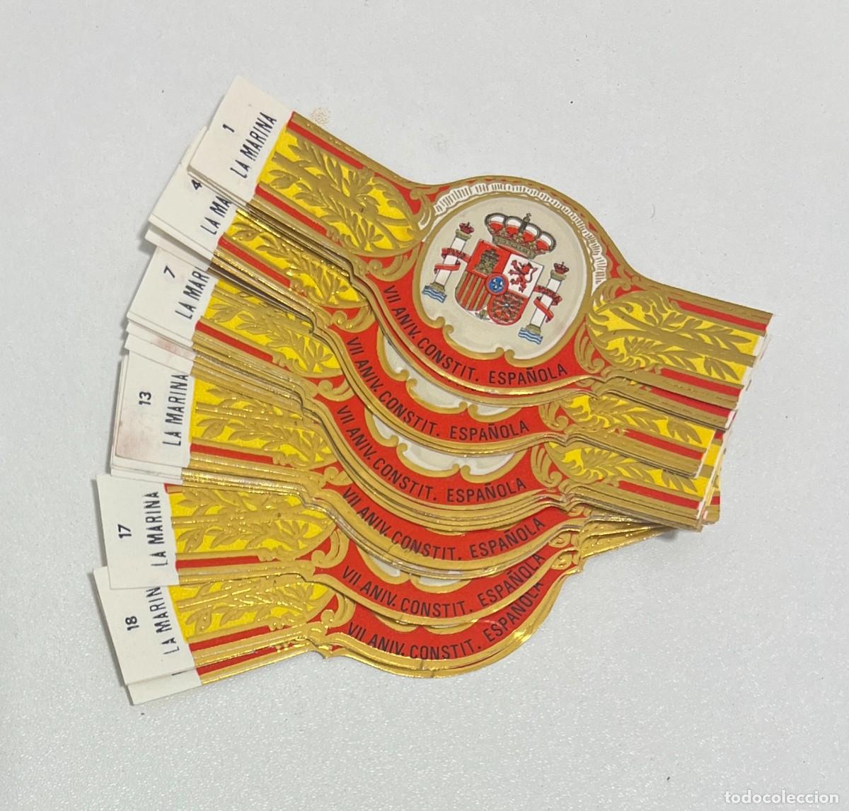 Vitolas de colecci&oacute;n: CIGARROS LA MARINA &ndash; VII ANIVERSARIO CONSTITUCI&Oacute;N ESPA&Ntilde;OLA &ndash; 18 VITOLAS COMPLETAS