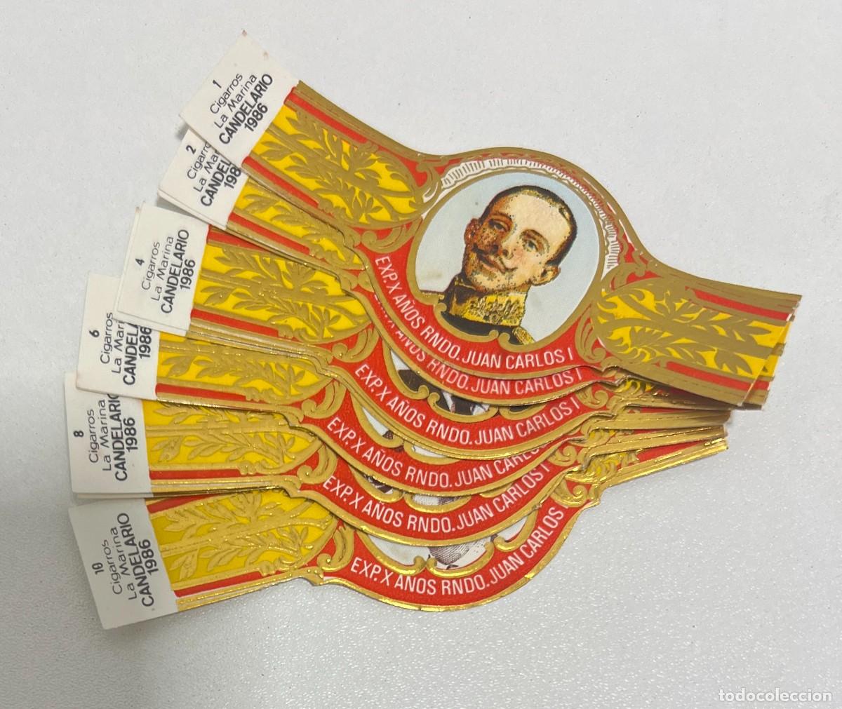 Vitolas de colecci&oacute;n: CIGARROS LA MARINA &ndash; X A&Ntilde;OS REINANDO JUAN CARLOS I 1986 &ndash; 10 VITOLAS