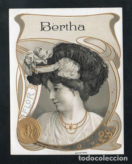 Vitolas de colecci&oacute;n: Vitola, original litograf&iacute;a. Antigua litograf&iacute;a de caja de tabacos. Bertha.