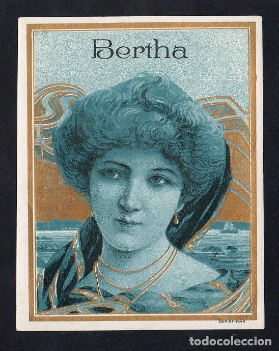 Vitolas de colecci&oacute;n: Vitola, original litograf&iacute;a. Antigua litograf&iacute;a de caja de tabacos. Bertha.