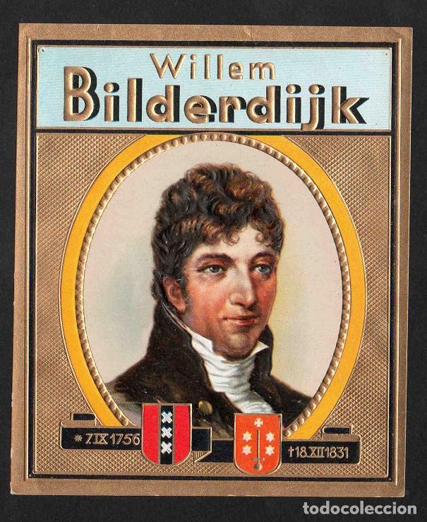 Vitolas de colecci&oacute;n: Vitola, original litograf&iacute;a. Antigua litograf&iacute;a de caja de tabacos. Willem Bilderdijk (1756-1831).