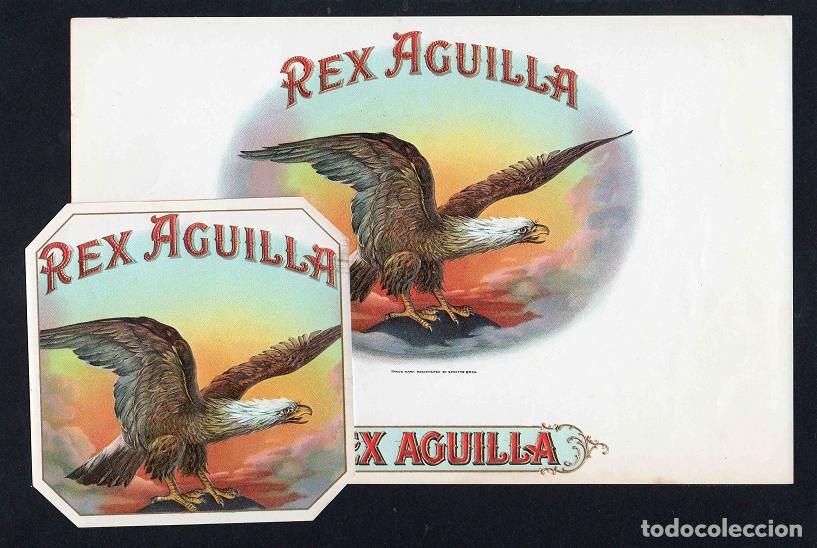 Vitolas de colecci&oacute;n: Vitolas, original litograf&iacute;as. Antiguas litograf&iacute;as de caja de tabacos. Rex Aguilla.