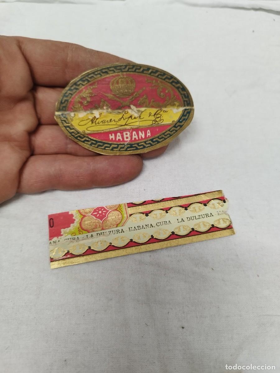 Vitolas de colecci&oacute;n: Lote de 2 Vitolas Antiguas de Colecci&oacute;n - &Aacute;lvarez L&oacute;pez / La Dulzura - Habana, Cuba.