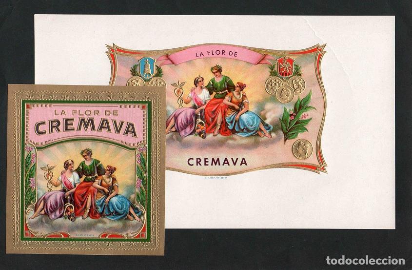 Bagues de cigare de collection: Vitolas, original litograf&iacute;as. Antiguas litograf&iacute;as de caja de tabacos. La Flor de Cremava.