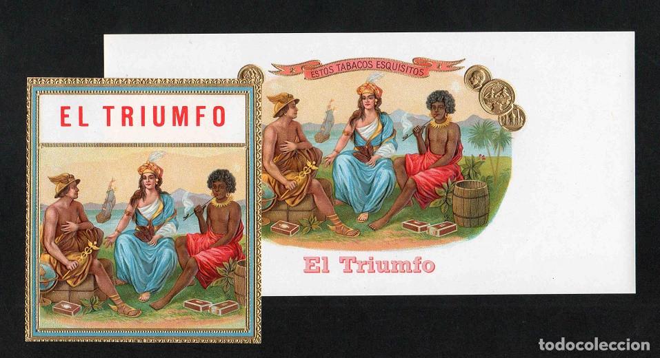 Vitolas de colecci&oacute;n: Vitolas, original litograf&iacute;as. Antiguas litograf&iacute;as de caja de tabacos. El Triumfo.