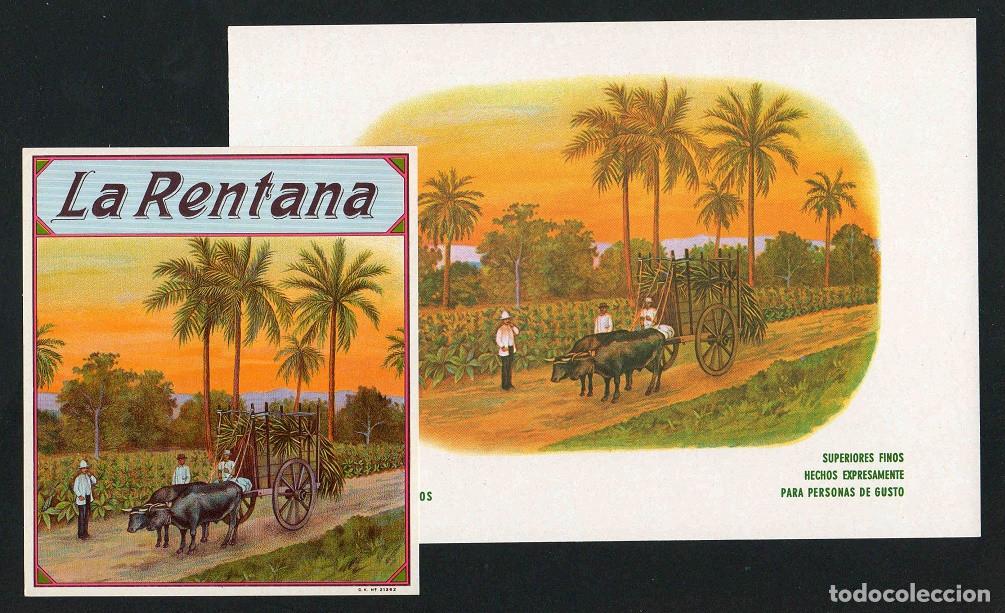 Vitolas de colecci&oacute;n: Vitolas, original litograf&iacute;as. Antiguas litograf&iacute;as de caja de tabacos. La Rentana.