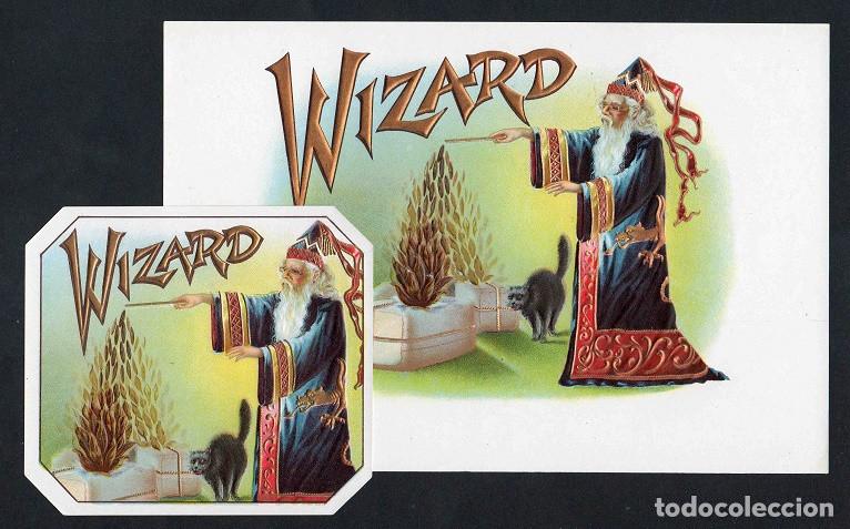 Vitolas de colecci&oacute;n: Vitolas, original litograf&iacute;as. Antiguas litograf&iacute;as de caja de tabacos. Wizard.