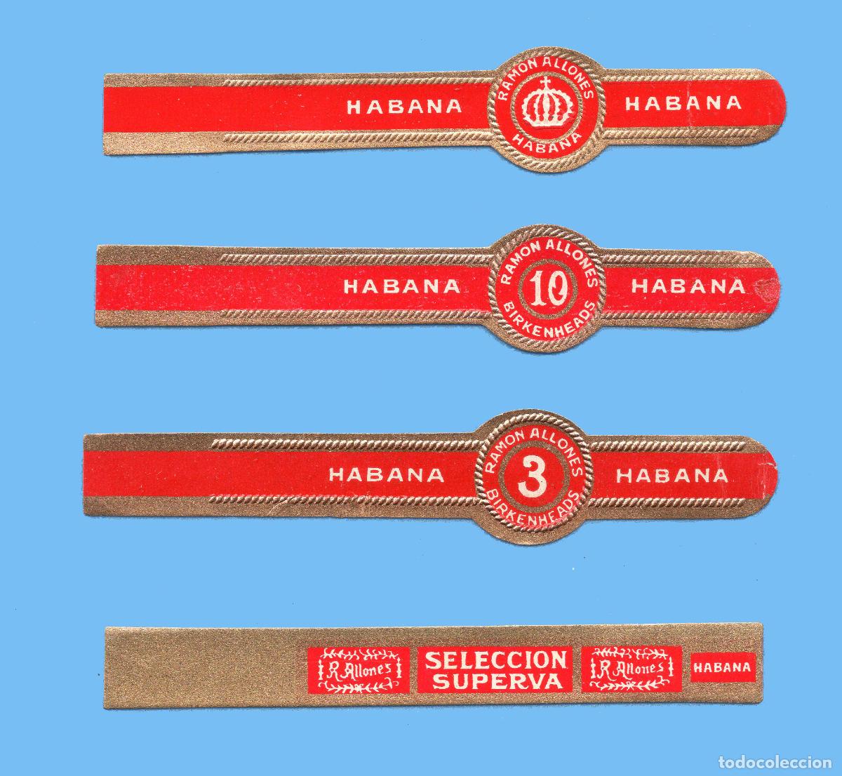 Vitolas de colecci&oacute;n: 4 VITOLAS CUBANAS ANTIGUAS - MARCA RAM&Oacute;N ALLONES