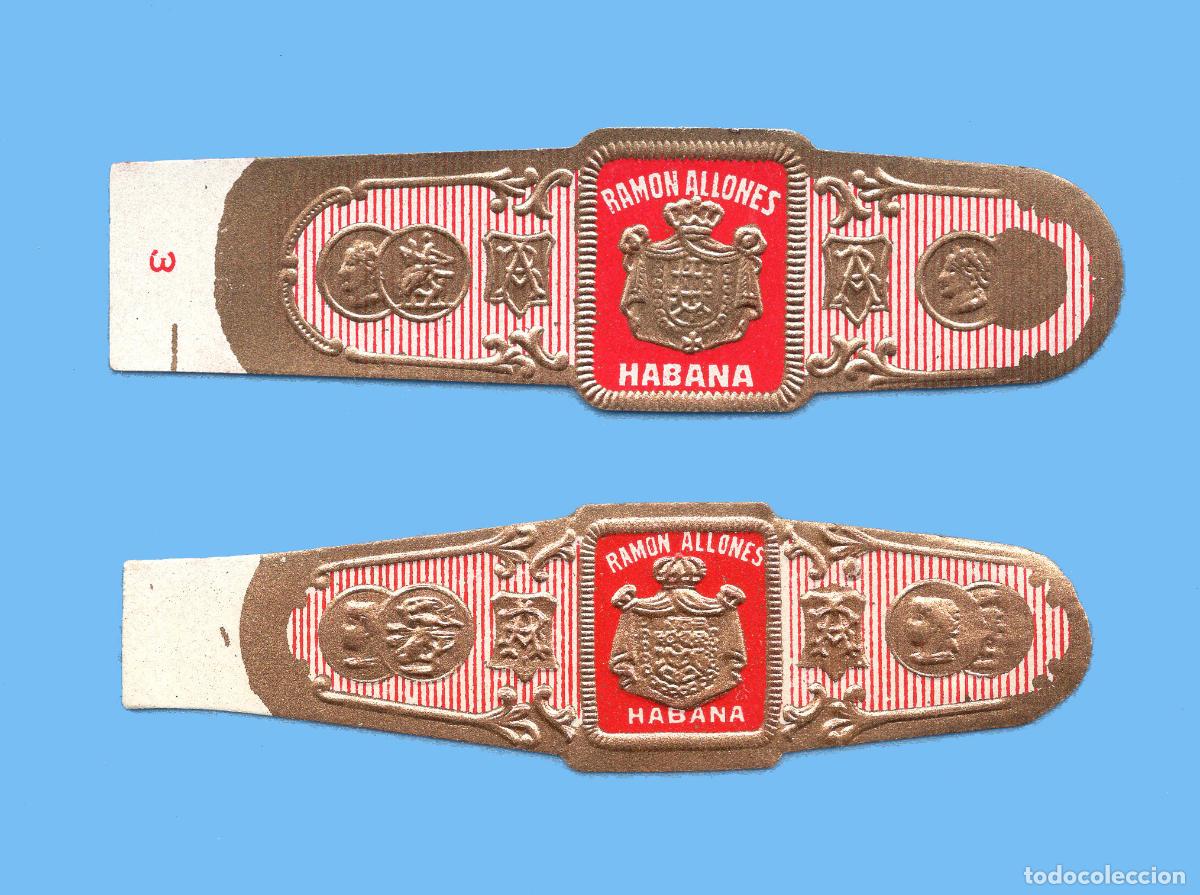 Vitolas de colecci&oacute;n: 2 VITOLAS CUBANAS ANTIGUAS - MARCA RAM&Oacute;N ALLONES - FORMATO T&Iacute;PICO DE LA MARCA - ESCUDO