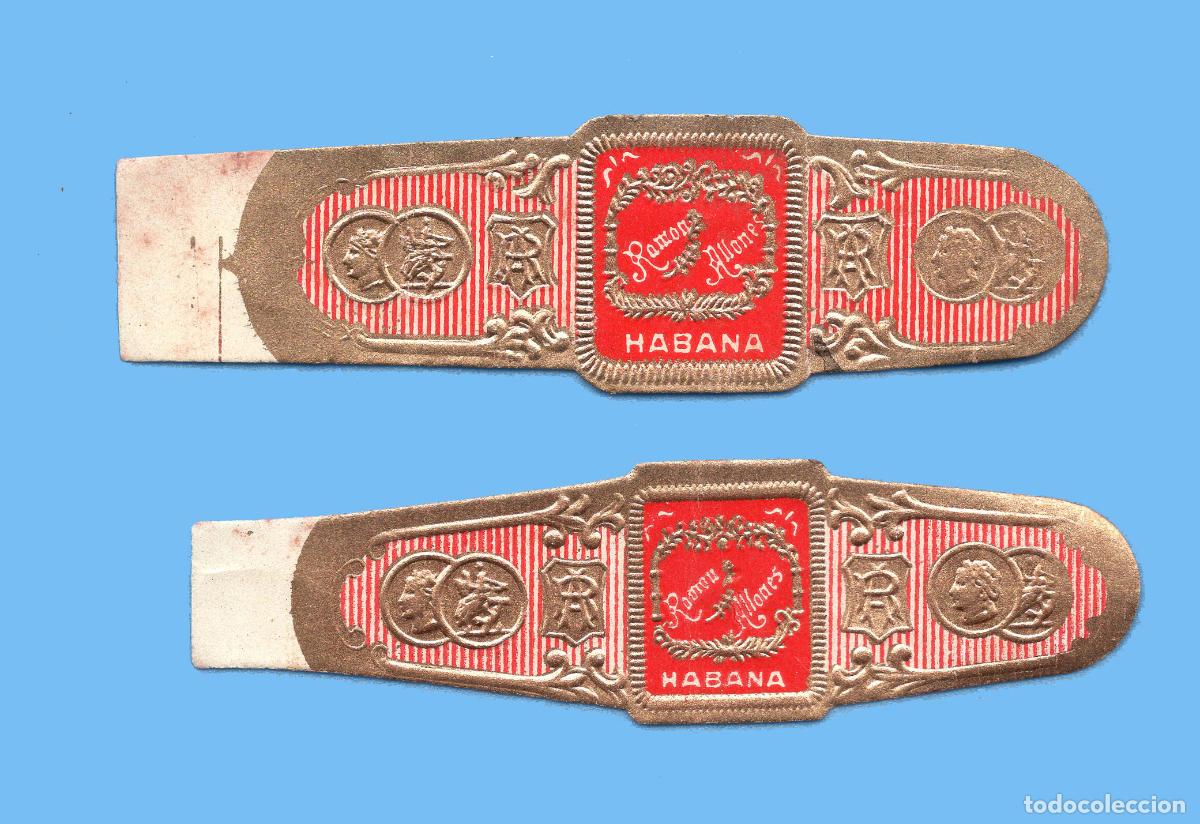 Vitolas de colecci&oacute;n: 2 VITOLAS CUBANAS ANTIGUAS - MARCA RAM&Oacute;N ALLONES - FORMATO T&Iacute;PICO DE LA MARCA