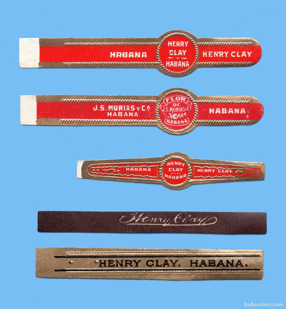 Vitolas de colecci&oacute;n: 5 VITOLAS CUBANAS ANTIGUAS - MARCA HENRY CLAY Y J. SUAREZ MURIAS