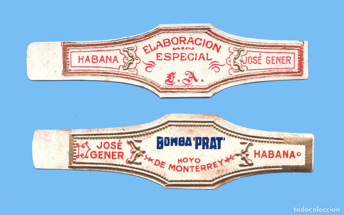 Vitolas de colecci&oacute;n: 2 VITOLAS CUBANAS ANTIGUAS - MARCA JOSE GENER - ESPECIALES PARA MOMBA PRAT Y J. A.