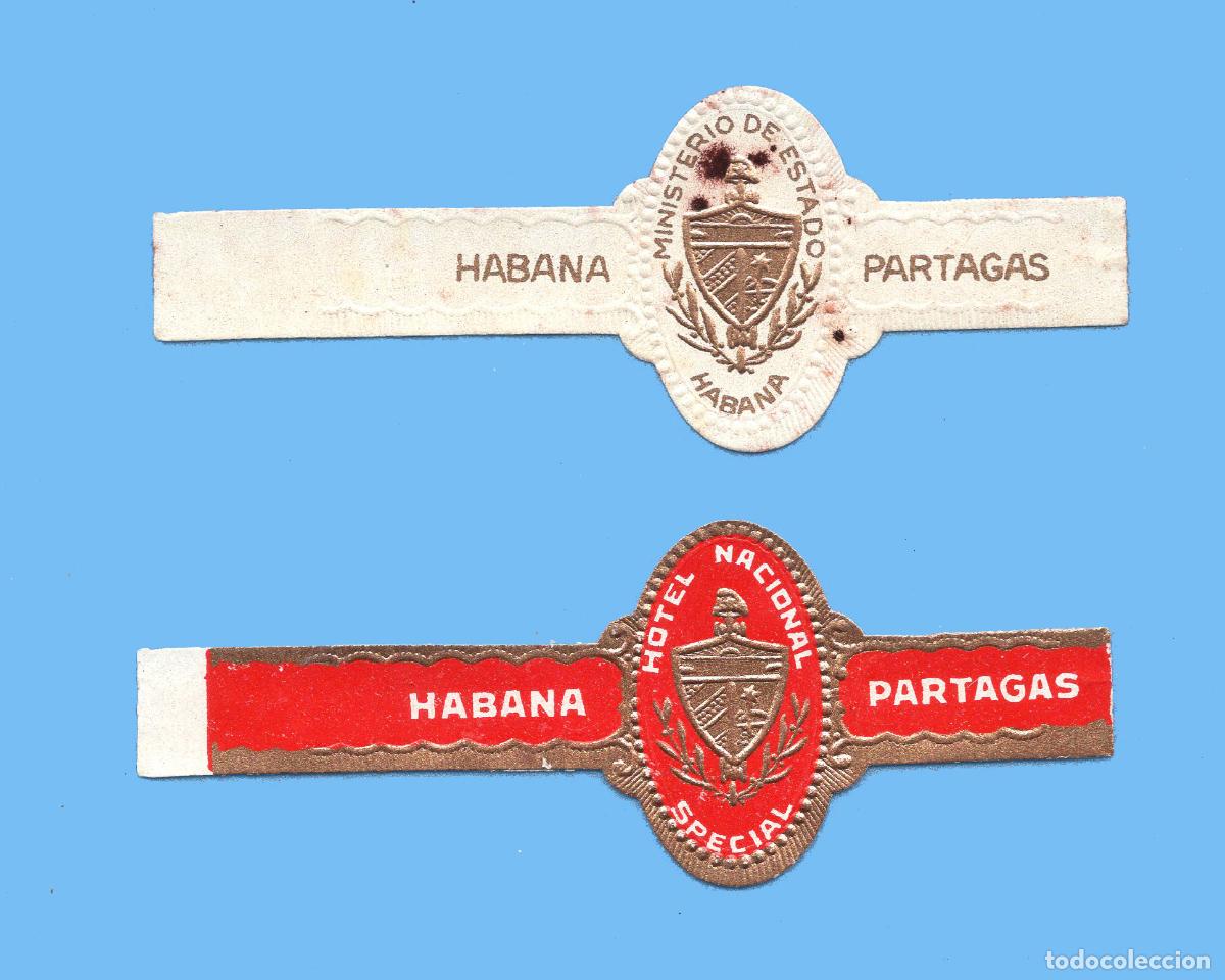 Vitolas de colecci&oacute;n: 2 VITOLAS CUBANAS ANTIGUAS - MARCA PARTAGAS - HOTEL NACIONAL Y MINISTERIO DE ESTADO - ESCUDO