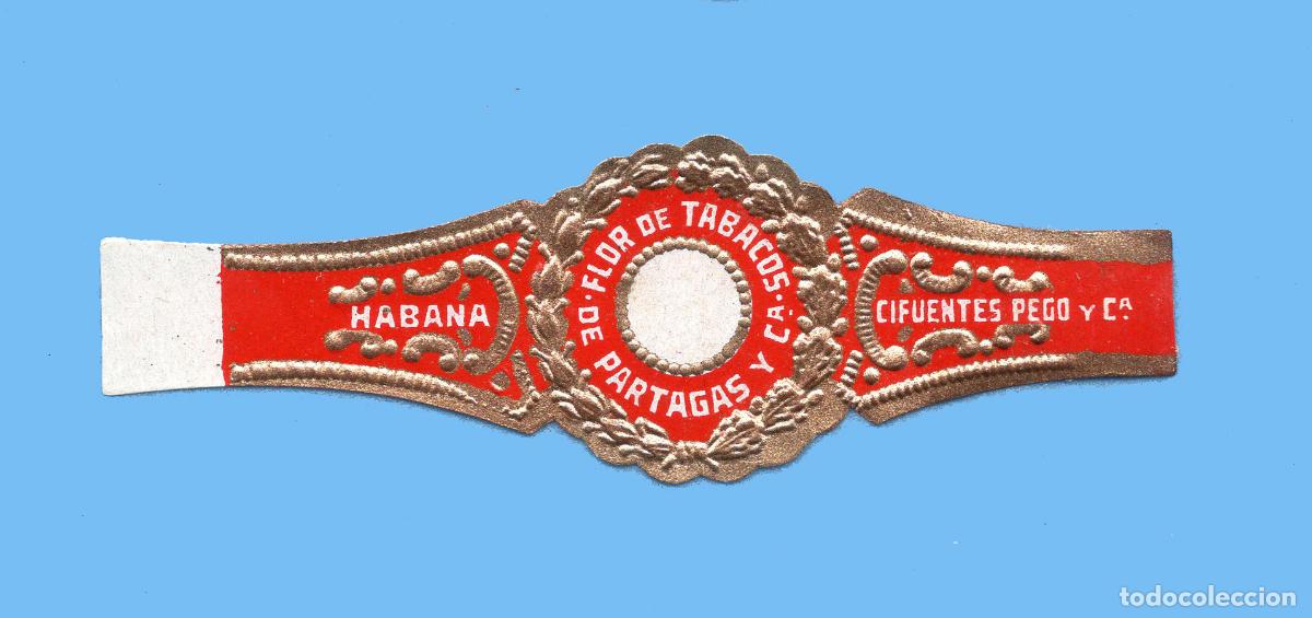 Sammlung von Banderolen: VITOLA CUBANA ANTIGUA - MARCA FLOR DE TABACOS PARTAGAS - CIFUENTES PEGO Y CA. - OVALO CENTRAL VACIO