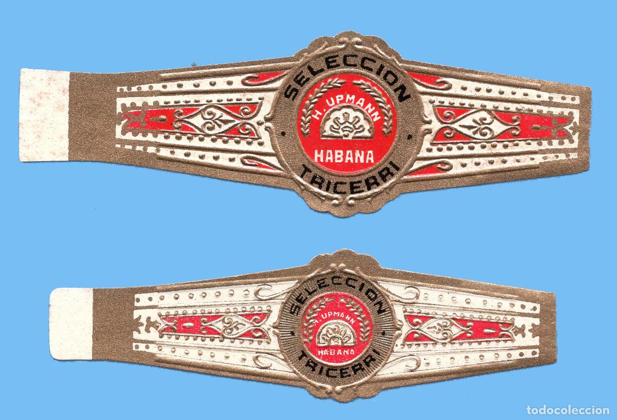 Vitolas de colecci&oacute;n: 2 VITOLAS CUBANAS ANTIGUAS - MARCA H. UPMANN - FORMATO T&Iacute;PICO DE LA MARCA - TRICERRI