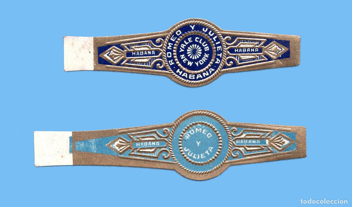 Sammlung von Banderolen: 2 VITOLAS CUBANAS ANTIGUAS - MARCA ROMEO Y JULIETA - ESPECIALES - YALE CLUB NEW YORK