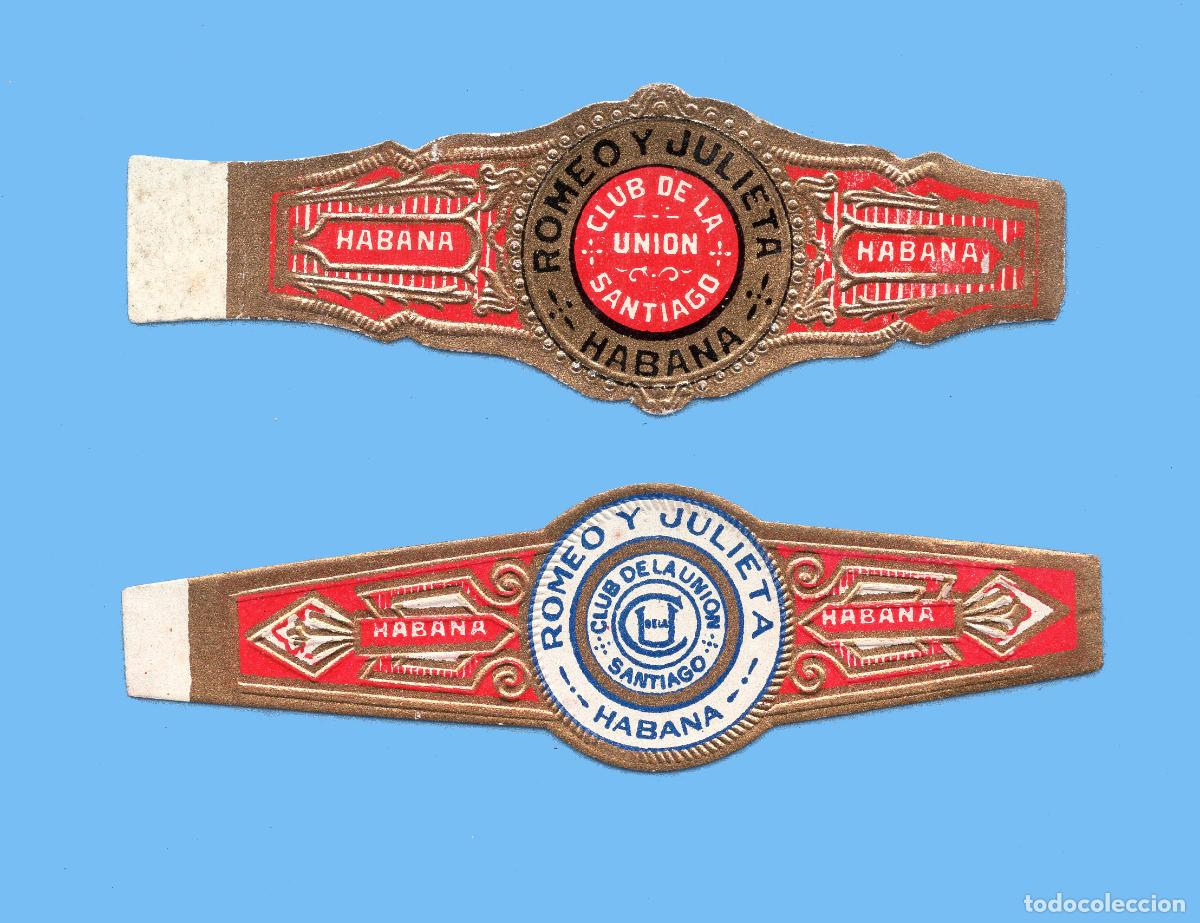 Sammlung von Banderolen: 2 VITOLAS CUBANAS ANTIGUAS - MARCA ROMEO Y JULIETA - ESPECIALES - CLUB DE LA UNION. SANTIAGO