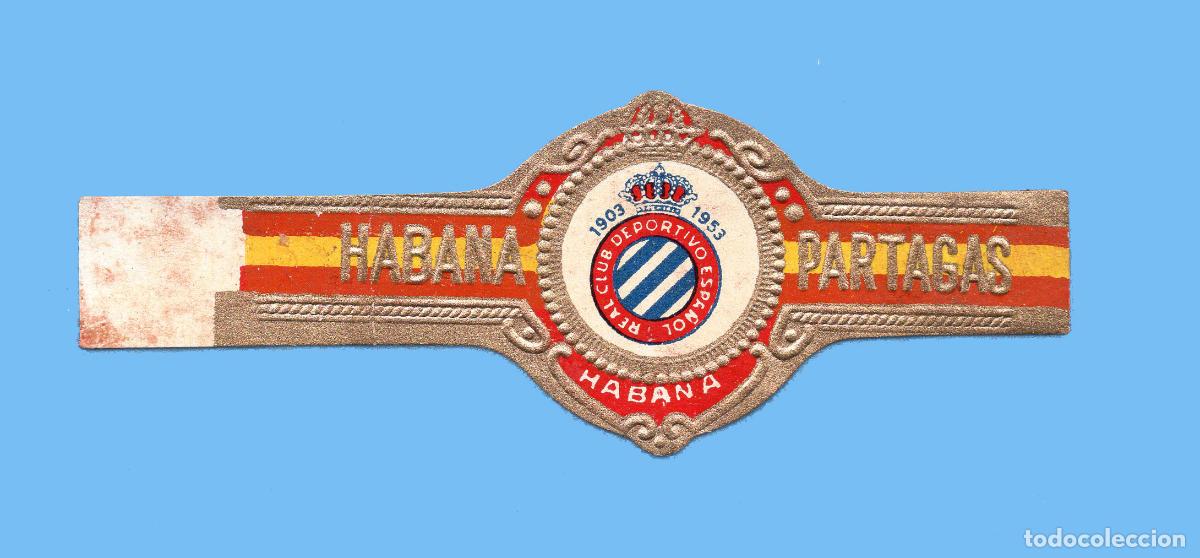 An&eacute;is de charuto de cole&ccedil;&atilde;o: VITOLA CUBANA ANTIGUA - MARCA PARTAGAS - REAL CLUB DEPORTIVO ESPA&Ntilde;OL - 50 ANIVERSARIO (1903 - 1953)