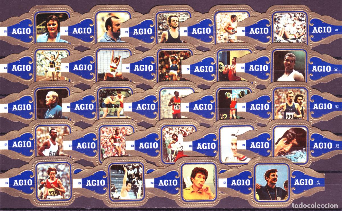 Vitolas de colecci&oacute;n: AGIO, OLIMPIADAS 1972, SERIE 2&ordf;, AZUL, 24 VITOLAS, SERIE COMPLETA.
