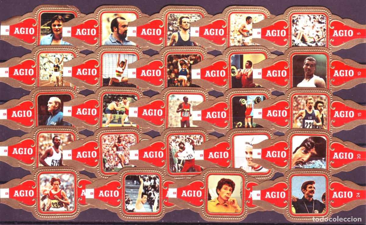 Vitolas de colecci&oacute;n: AGIO, OLIMPIADAS 1972, SERIE 2&ordf;, ROJO, 24 VITOLAS, SERIE COMPLETA.