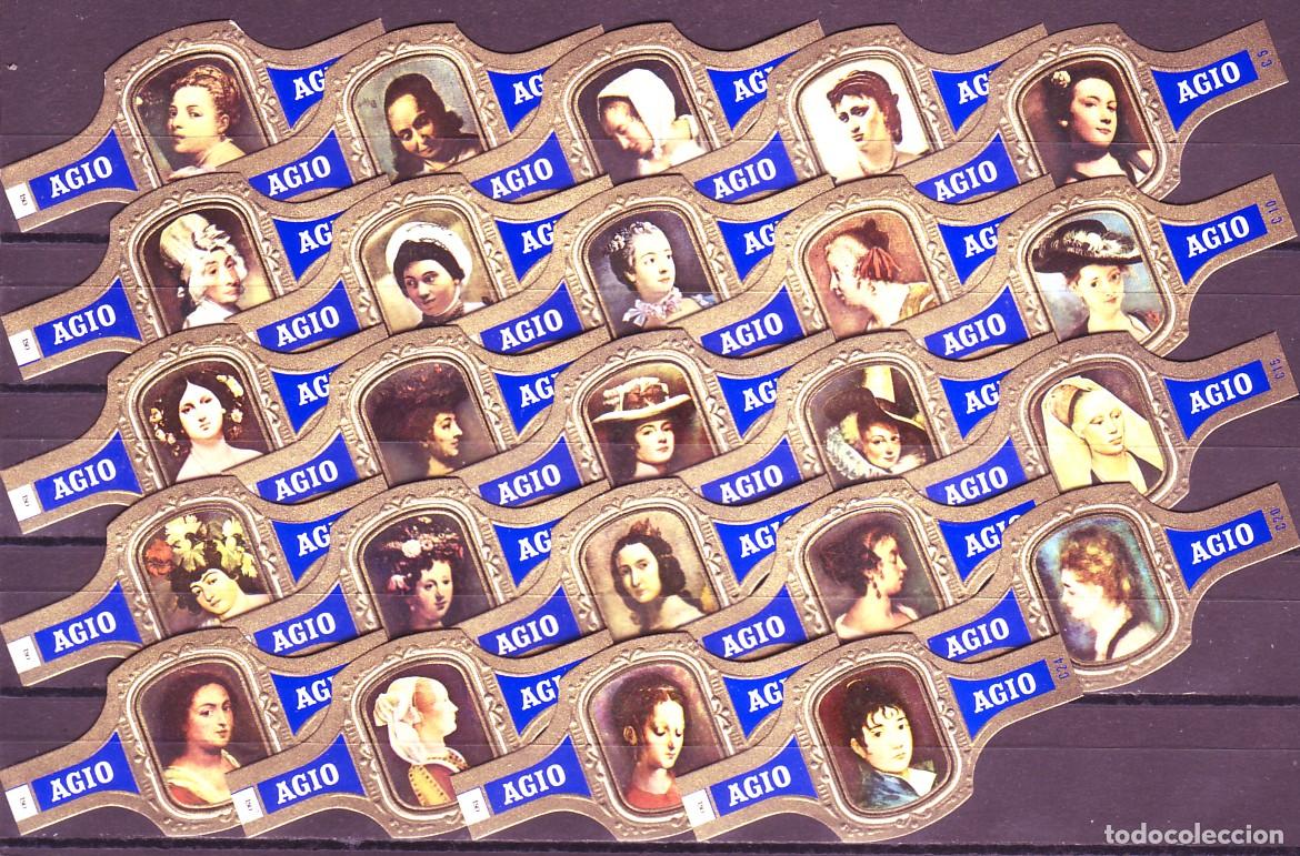 Vitolas de colecci&oacute;n: AGIO, RETRATOS DE MUJERES, AZUL, 24 VITOLAS, SERIE COMPLETA.