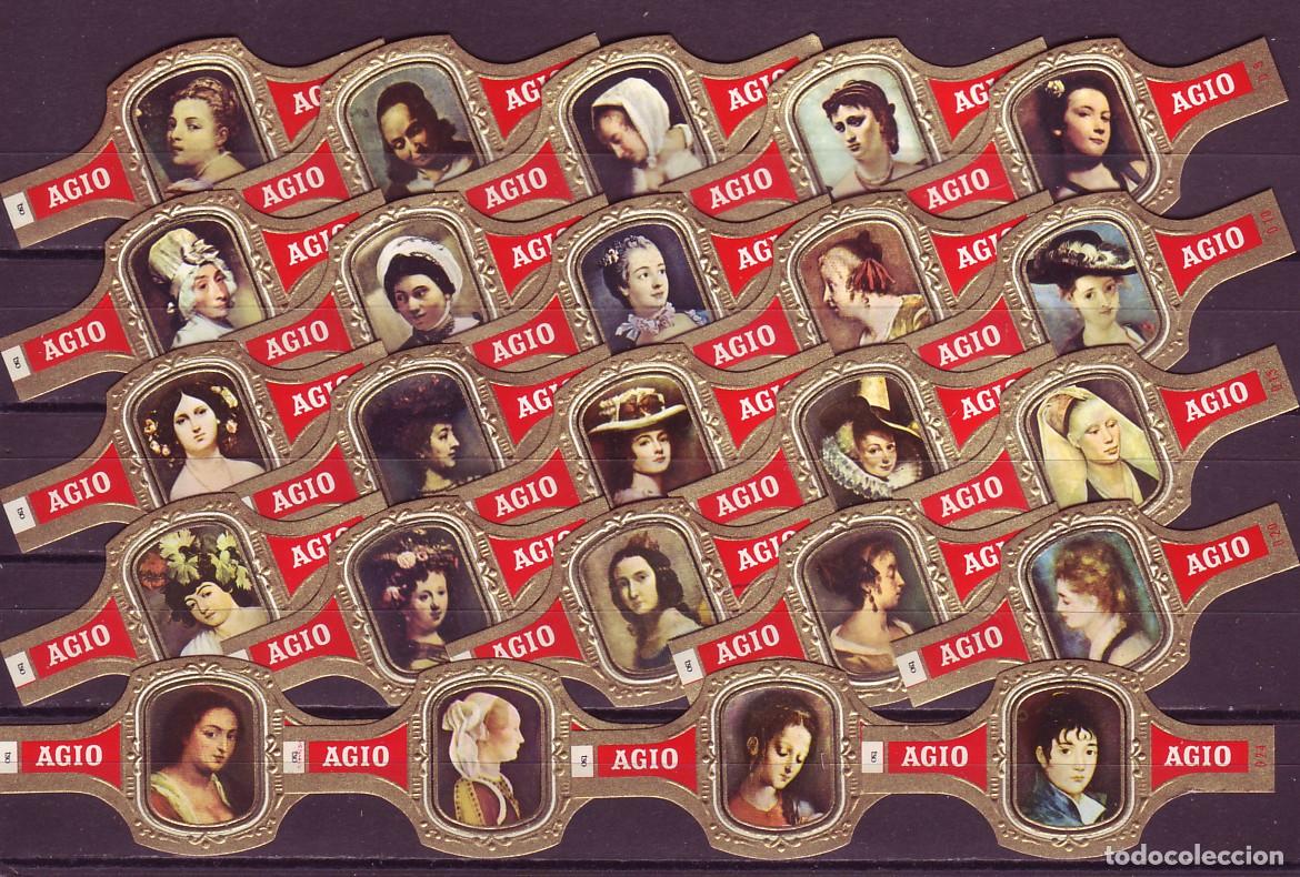 Vitolas de colecci&oacute;n: AGIO, RETRATOS DE MUJERES, ROJO, 24 VITOLAS, SERIE COMPLETA.