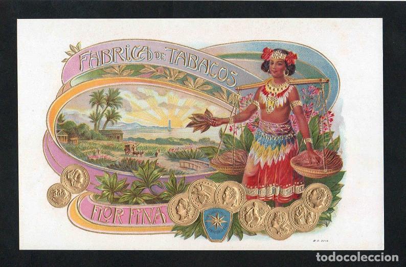 Vitolas de colecci&oacute;n: Vitola, original litograf&iacute;a. Antigua litograf&iacute;a de caja de tabacos. Indiana.