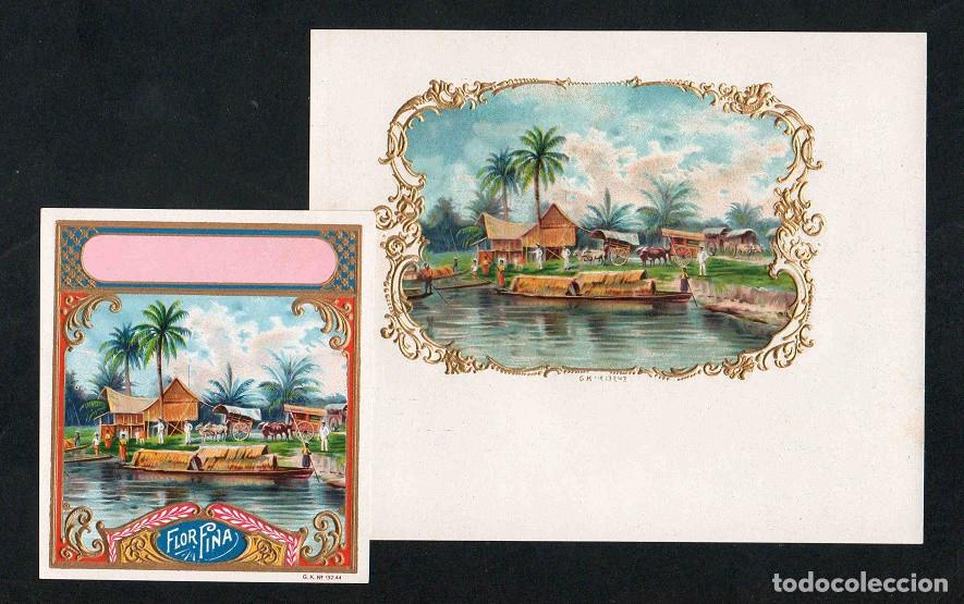 Vitolas de colecci&oacute;n: Vitolas, original litograf&iacute;as. Antiguas litograf&iacute;as de caja de tabacos. Santa Isabella (Untitled).