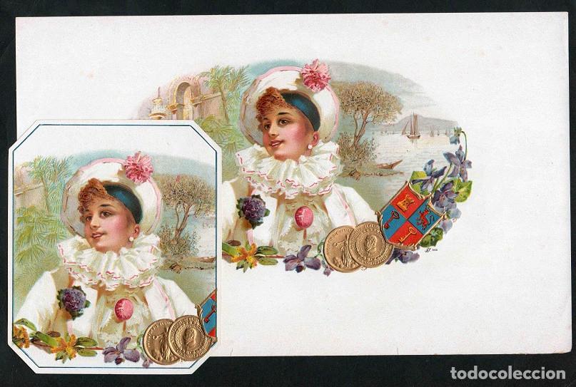 Vitolas de colecci&oacute;n: Vitolas, original litograf&iacute;as. Antiguas litograf&iacute;as de caja de tabacos. Crown (Untitled).