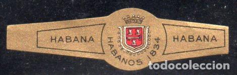 Vitolas de colecci&oacute;n: VITOLA CLASICA: 196025, TEMA ESCUDOS, HABANOS 1834, CUBA.