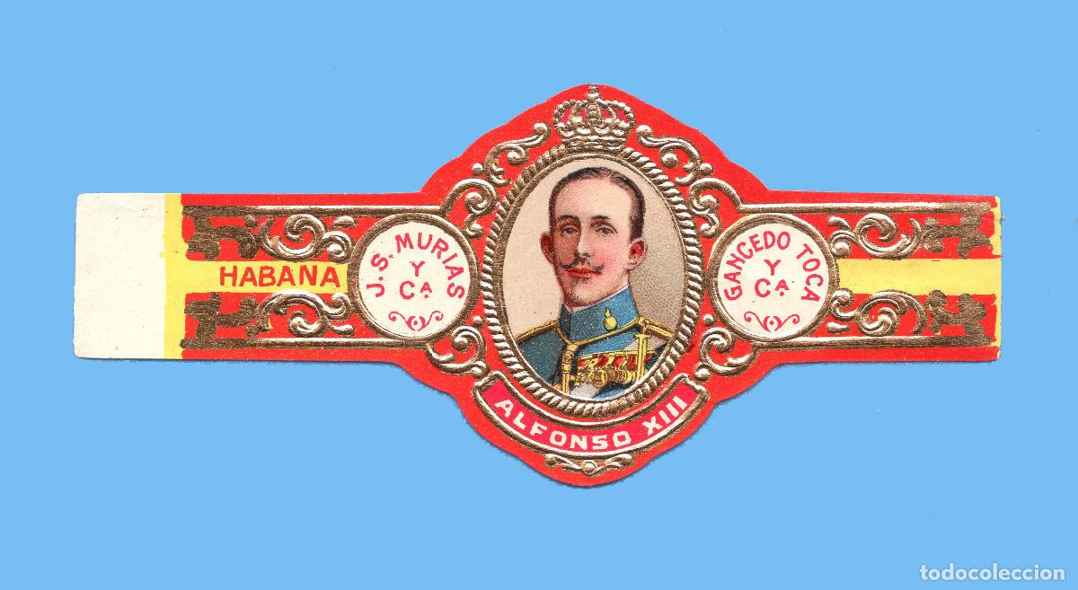 Vitolas de colecci&oacute;n: VITOLA CUBANA ANTIGUA - MARCA J. SUAREZ MURIAS - EL REY ALFONSO XIII (PAN DE ORO)