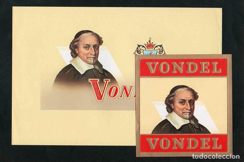 Vitolas de colecci&oacute;n: Vitolas, original litograf&iacute;as. Antiguas litograf&iacute;as de caja de tabacos. Joos van del Vondel.