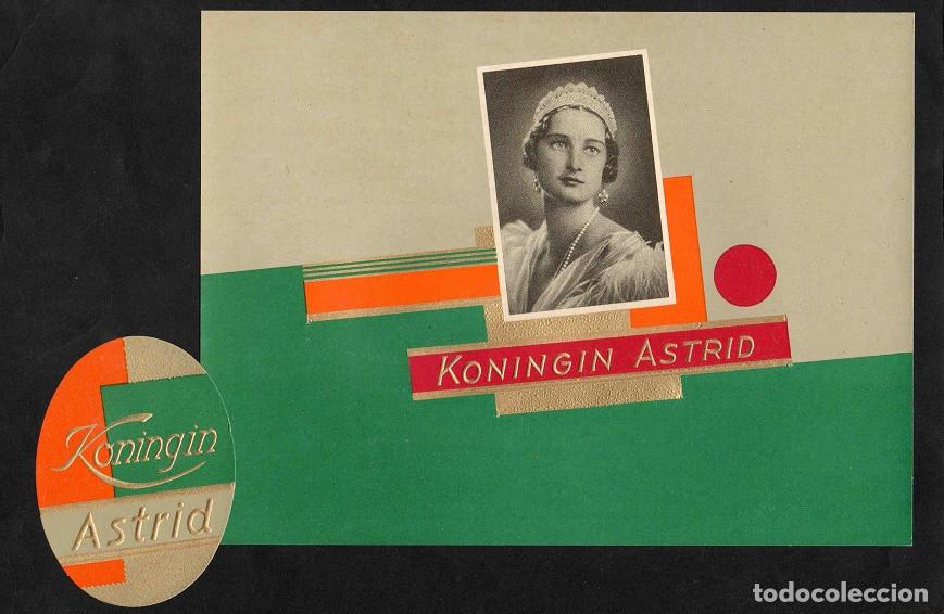 Vitolas de colecci&oacute;n: Vitolas, original litograf&iacute;as. Antiguas litograf&iacute;as de caja de tabacos. Reina Astrid de Suecia.
