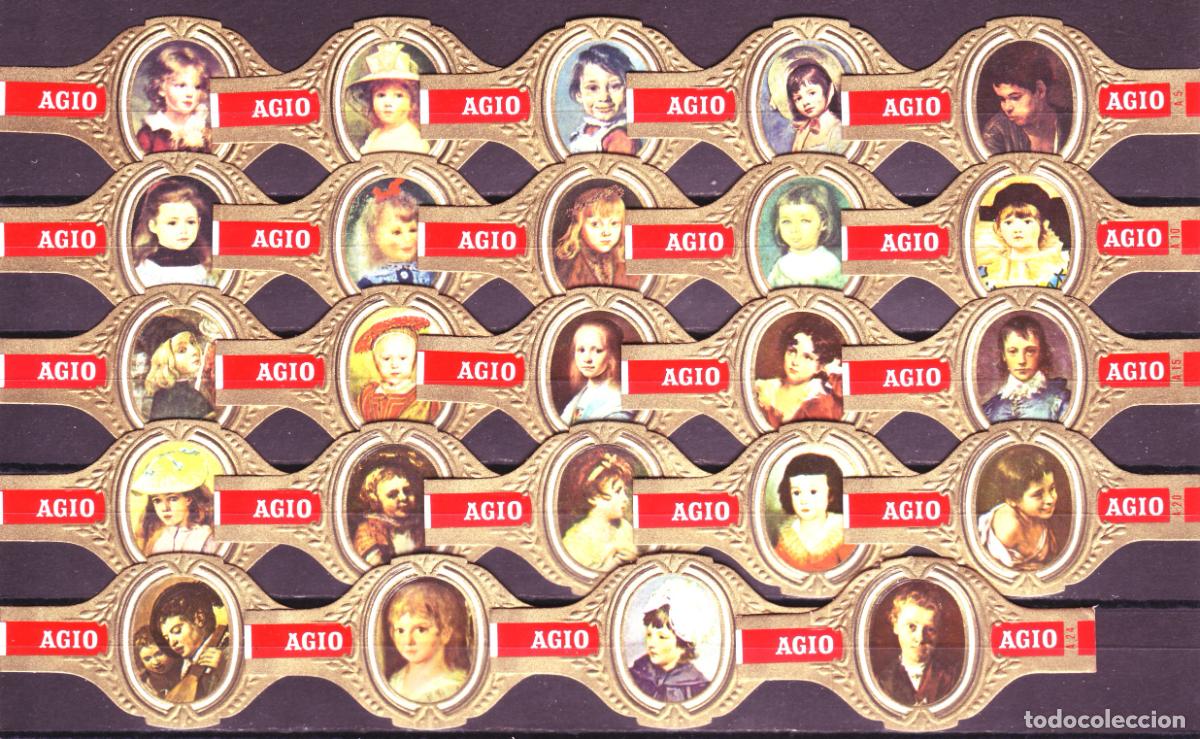 Vitolas de colecci&oacute;n: AGIO, RETRATOS DE NI&Ntilde;OS, ROJO, 24 VITOLAS, SERIE COMPLETA.