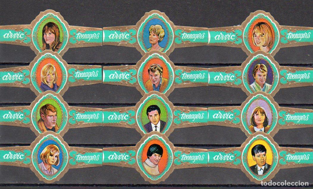 Vitolas de colecci&oacute;n: ARVIC, CANCION MODERNA, SERIE 2&ordf;, VERDE, 12 VITOLAS, SERIE COMPLETA.
